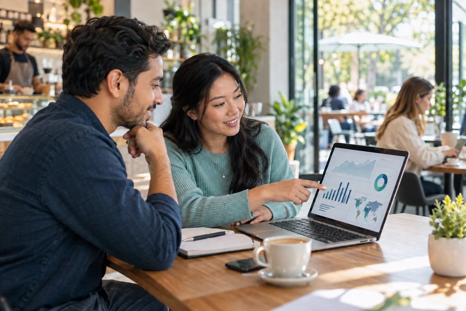 Marketing team reviewing customer engagement and visit insights